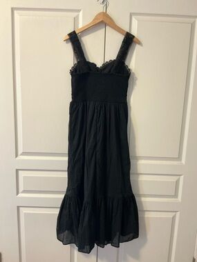American Eagle Outfitters AE Catie Corset Crochet Midi Dress, Black M